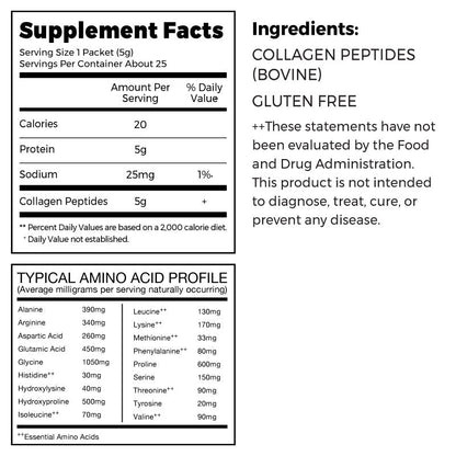 Grass Fed Pasture Raised Collagen Peptides 25 Ct Stick Pack